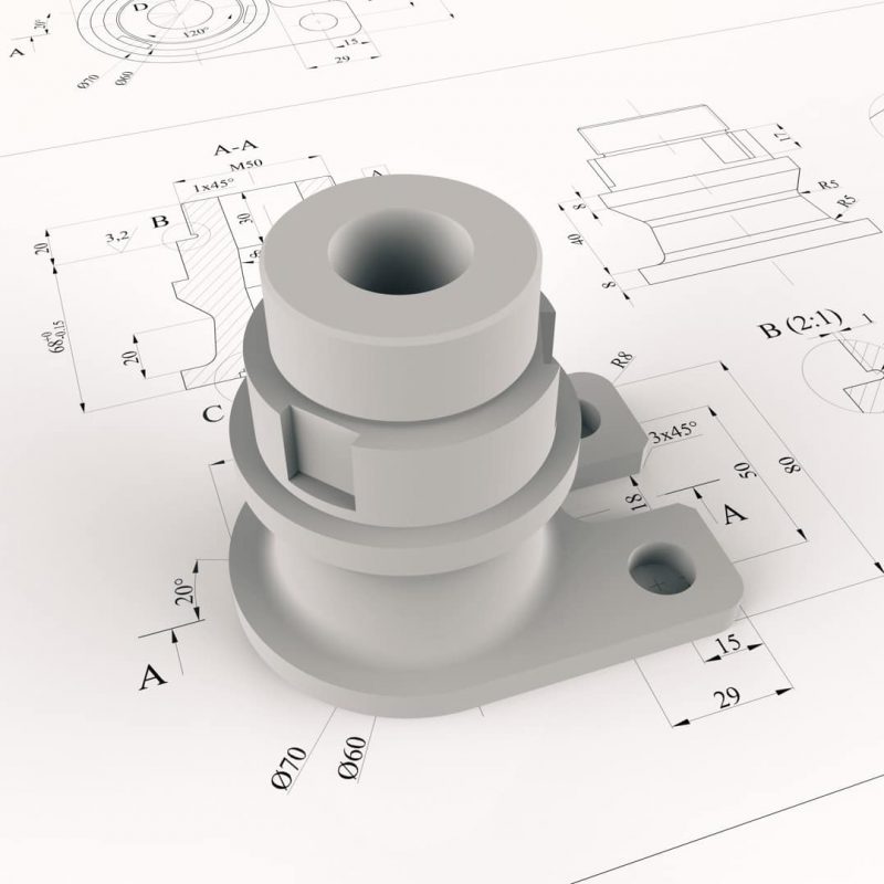 Technische 2D-Detailzeichnung